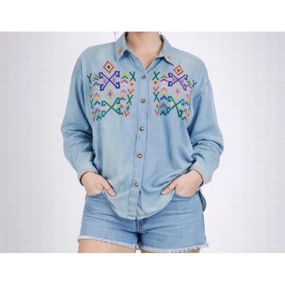 Vintage aiger  Southwest Native American Button Up‎ Shirt large